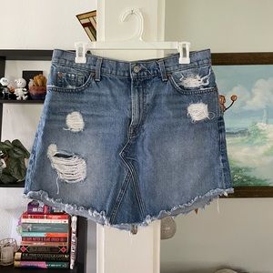 7 For All Mankind Distressed Denim Skirt